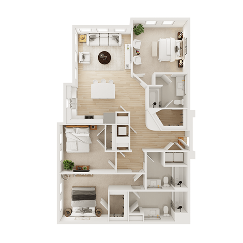 Floor plan for 3 beds, 3 baths, 1499 sqft